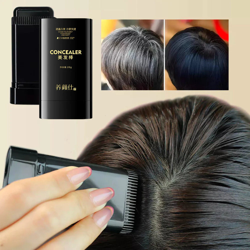 Hair Concealer Brush - Concealer Brush for Gray Hair Coverage, Helps Blacken Hair, Non-Sticky, Improves Hair Appearance