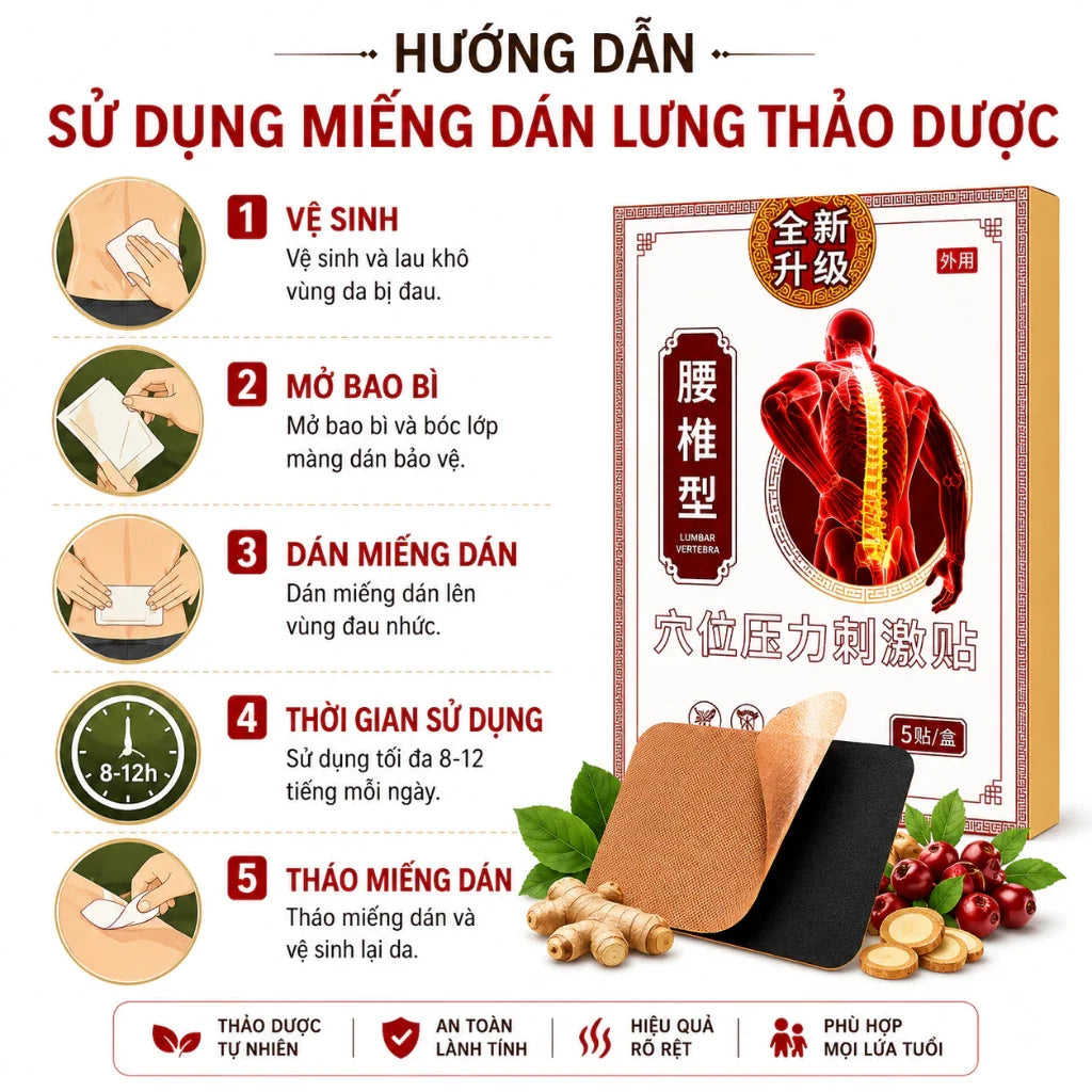 Herbal Back Patch for Muscle Relaxation and Relief of Back Strain/Fatigue
